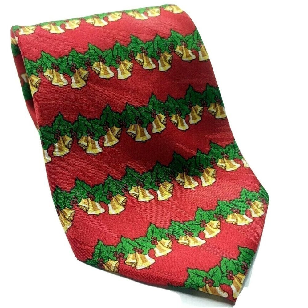Keith Daniels Christmas Bells Holly Berries Necktie